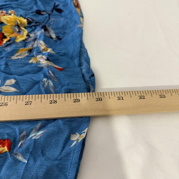 Torrid Tunic Top Womens 2X Blue Floral Short Sleeve Crochet Boho Peasant Blouse - Picture 7 of 7